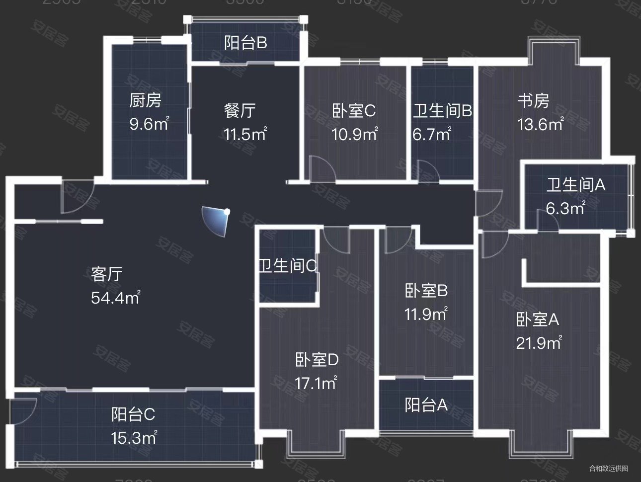 金鹰商圈玖珑湾大平层一梯一户大横厅