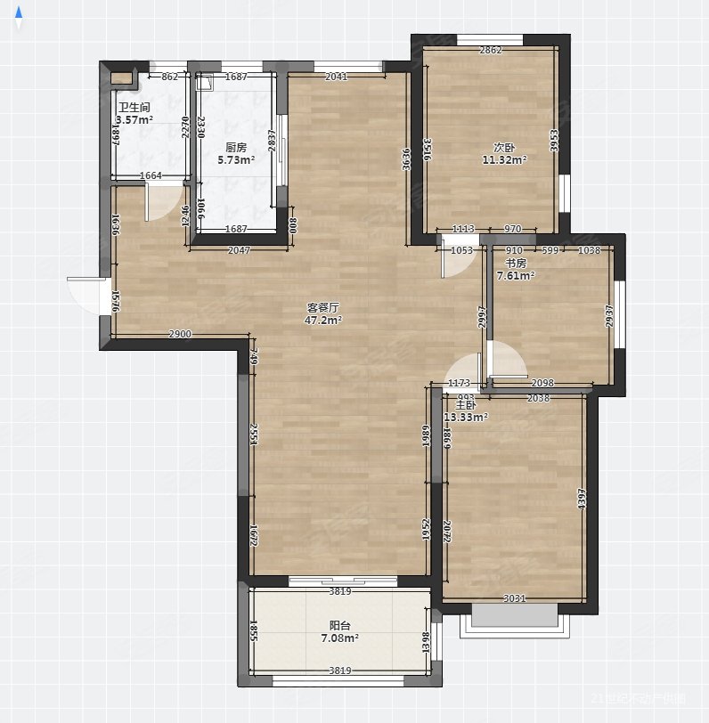 阳光国际3室2厅1卫136㎡南北153万