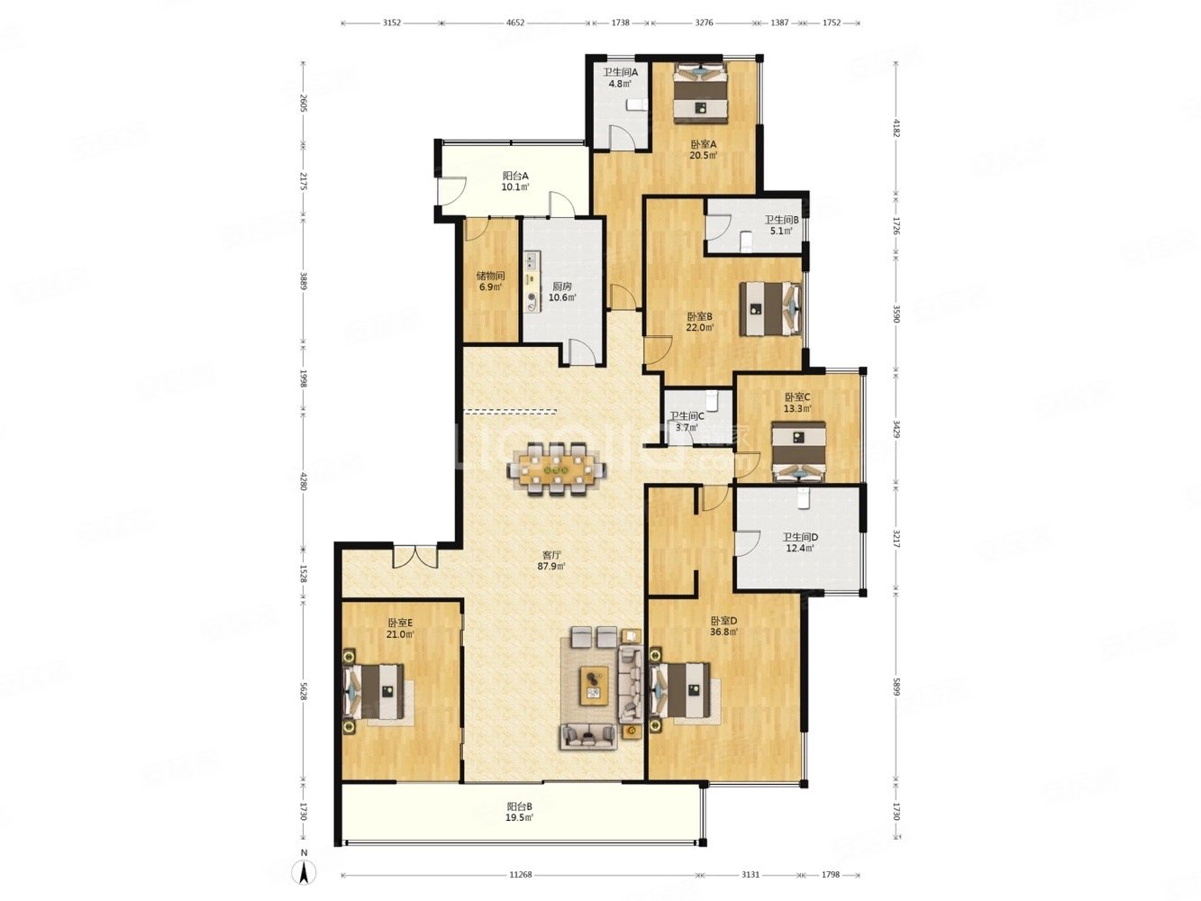 梦幻大宅嘉天汇334户型五房降价千w全市瞩目