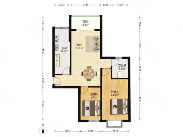 豆瓣小区(西区)2室1厅1卫75㎡南北890万