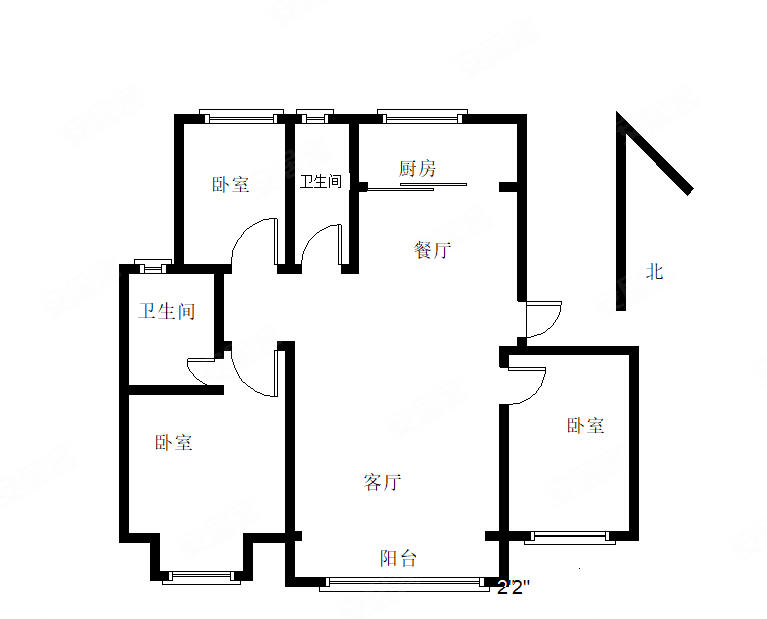 菏建康馨家园3室2厅2卫126.5㎡南北80万