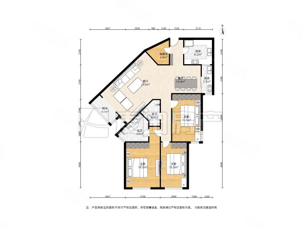 世纪新景园3室2厅2卫174㎡西南1570万