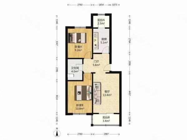 西城角35号院2室1厅1卫76㎡南北248万