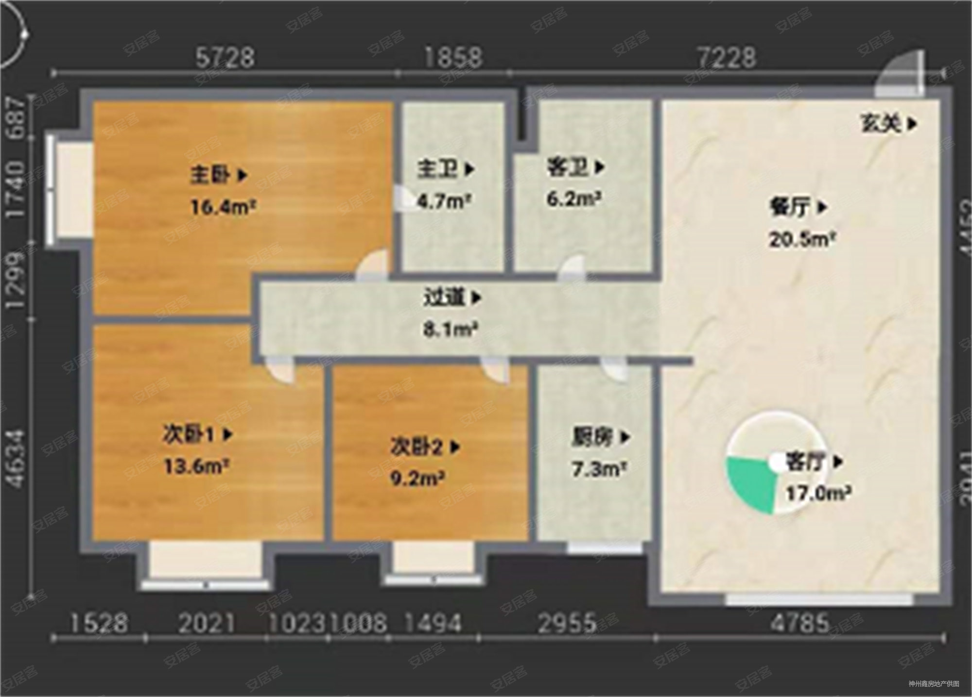 七街高层住宅小区3室2厅1卫136.45㎡南169万