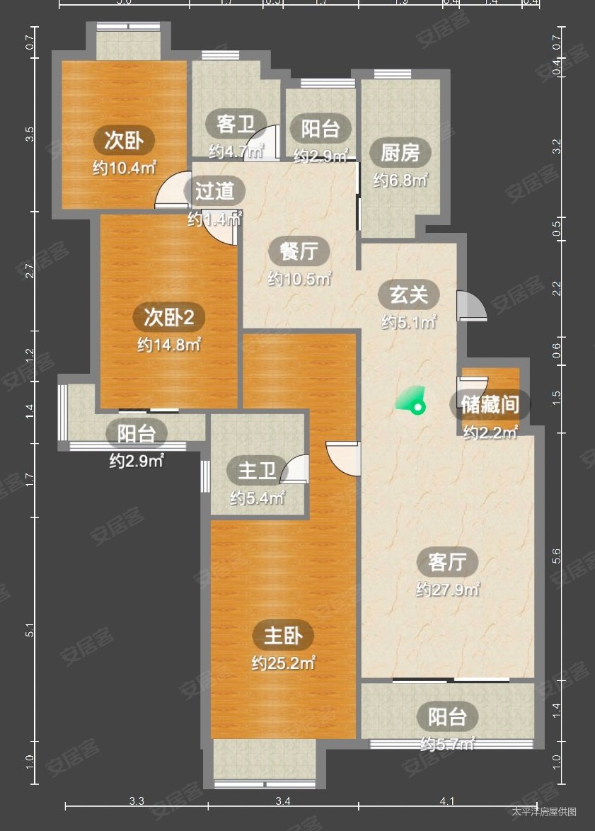 士林华苑3室2厅2卫157.21㎡南北2200万
