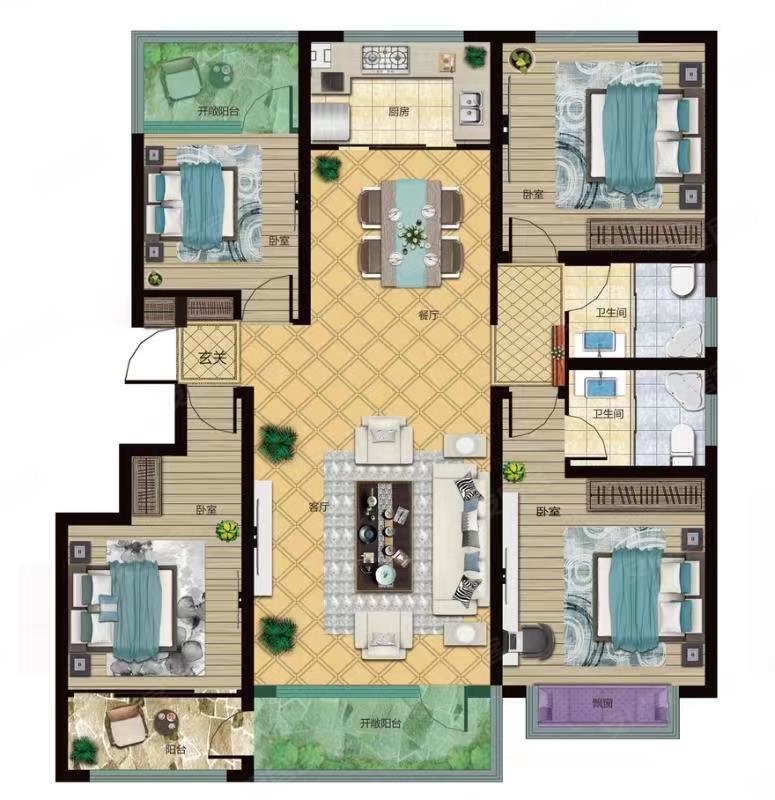 青云国际城4室2厅2卫170㎡南北148.8万