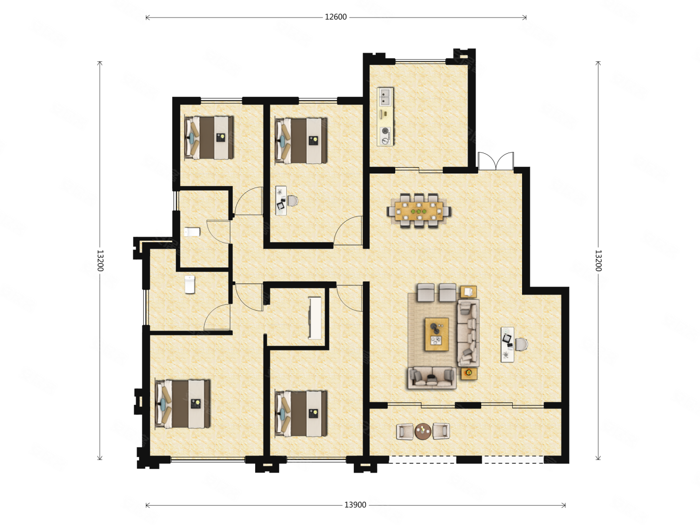 滇池one新地块花园洋房户型方正全明带66米景观阳台