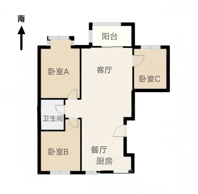 旭日豪庭3室2厅1卫95㎡南北75万