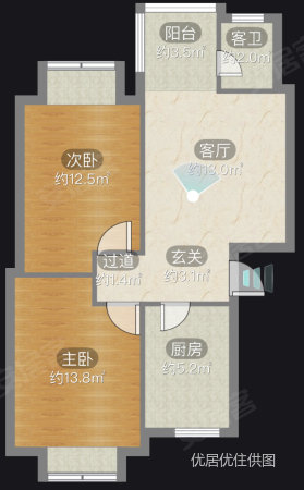 金溪园2室1厅1卫66.66㎡南北23.8万