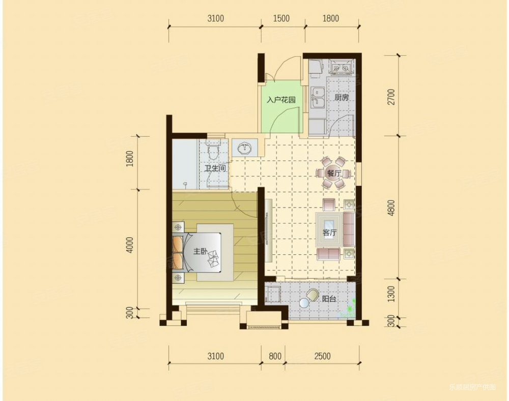 中高层单身公寓出售户型方正