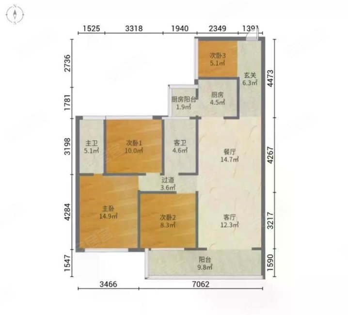 带家私送车位!,禧临门花园二手房,72万,4室2厅,2卫,120.