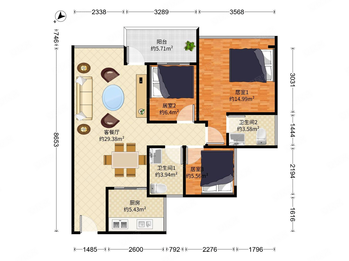 龙胜地铁站港铁天颂安静三房急售,满五