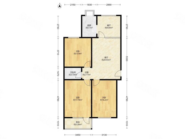 建国北区3室2厅1卫101.83㎡南北142万