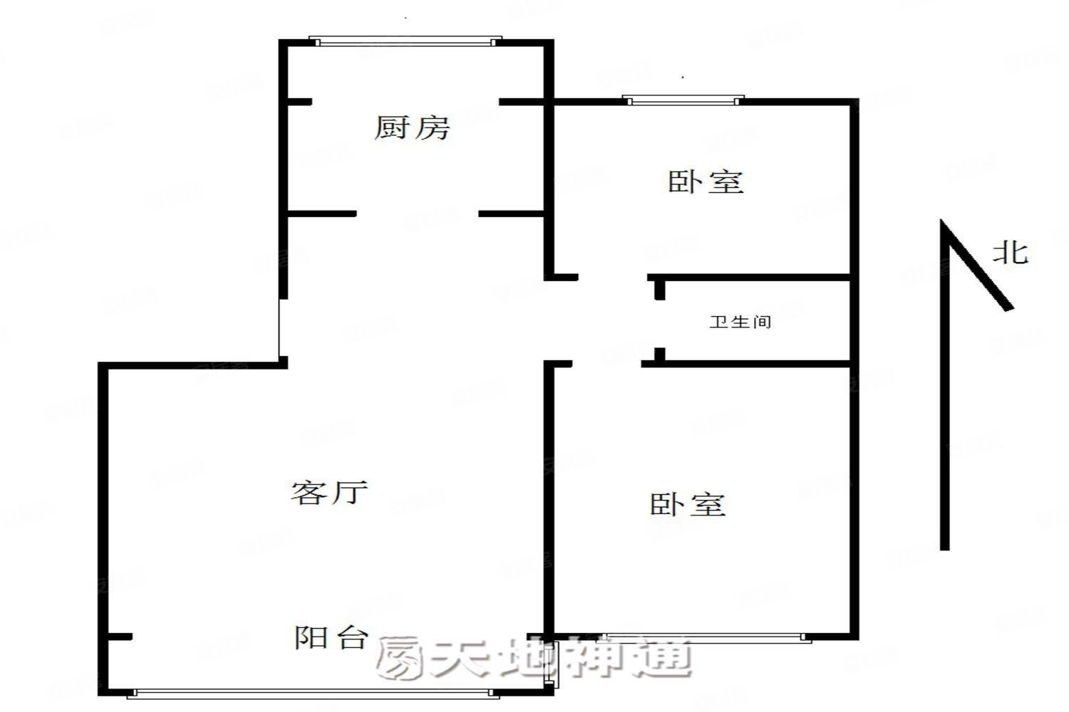 梦想家园(西区)2室2厅1卫88.93㎡南北180万