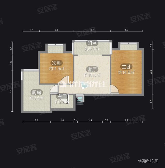 北碚龙凤花园2室2厅1卫94.16㎡南北35万