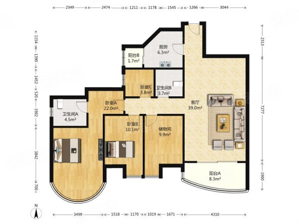 珠江绿洲家园3室2厅2卫152.72㎡南630万