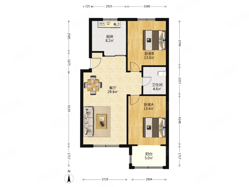 桃源山色 南北通透套二 楼层好视野无遮挡
