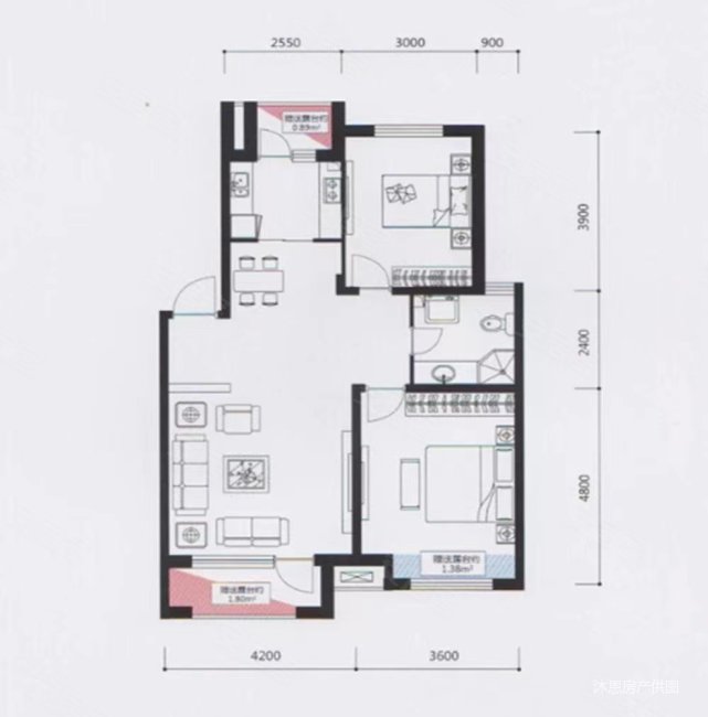世茂海峡城雍景苑|天山北路8号2室1厅1卫86.53平方米