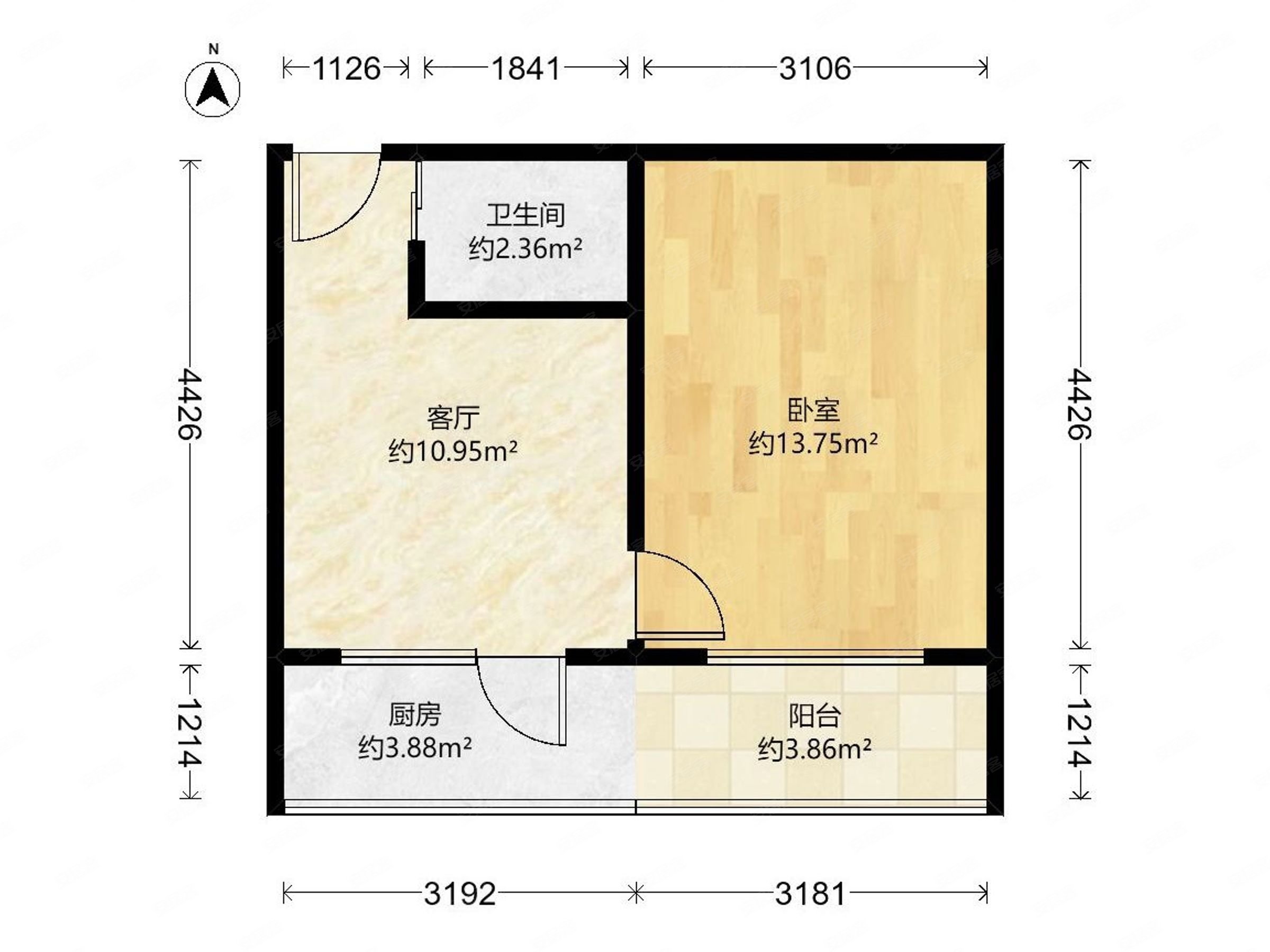 机场路二十八一室一厅,小区停车方便,省食品进出口公司宿舍二手房,75
