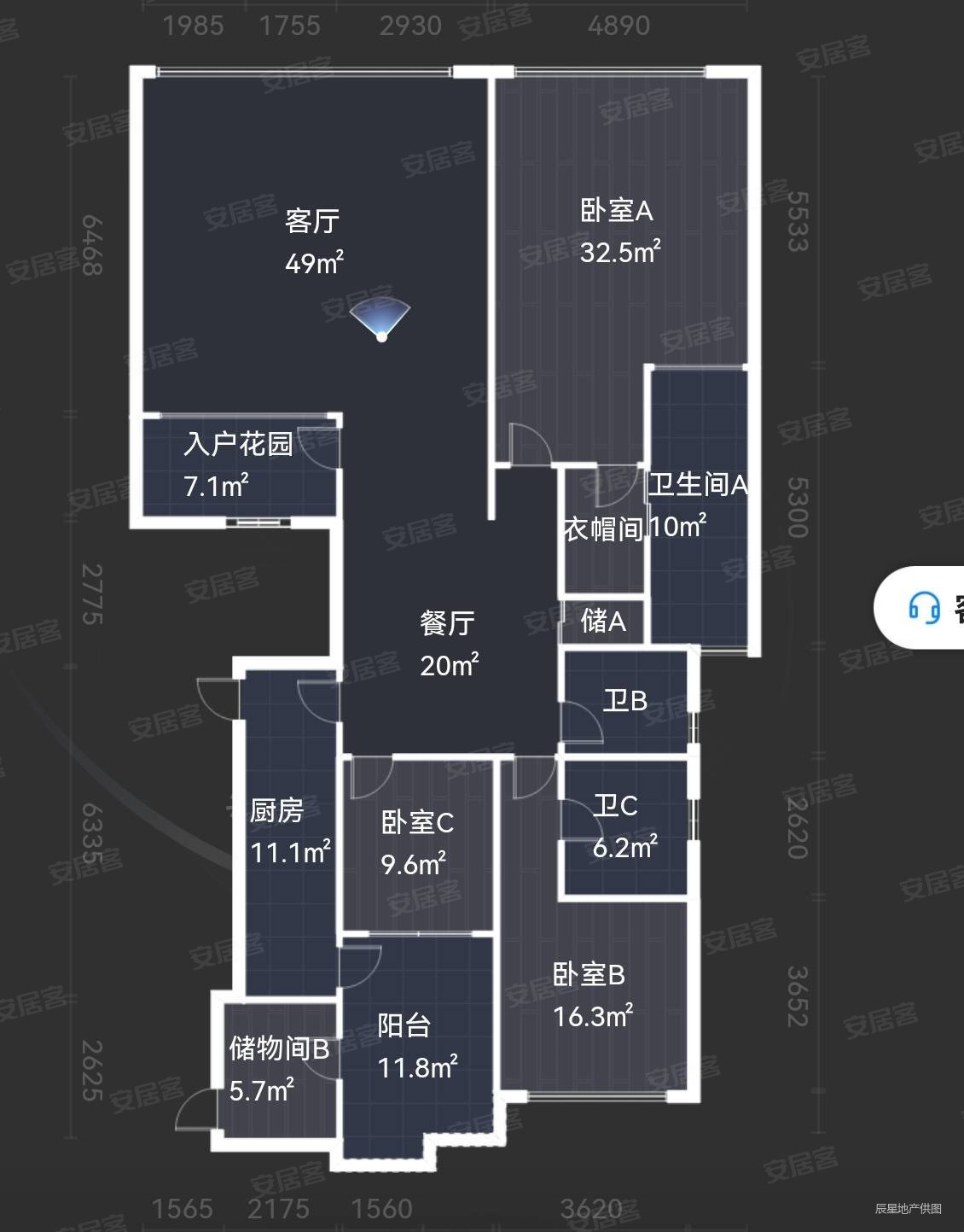仁恒滨海中心情侣南路1号3室2厅3卫217平方米