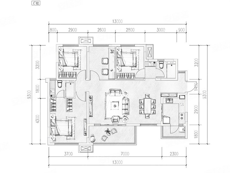 万科城臻园4室2厅2卫108.13㎡东南178万