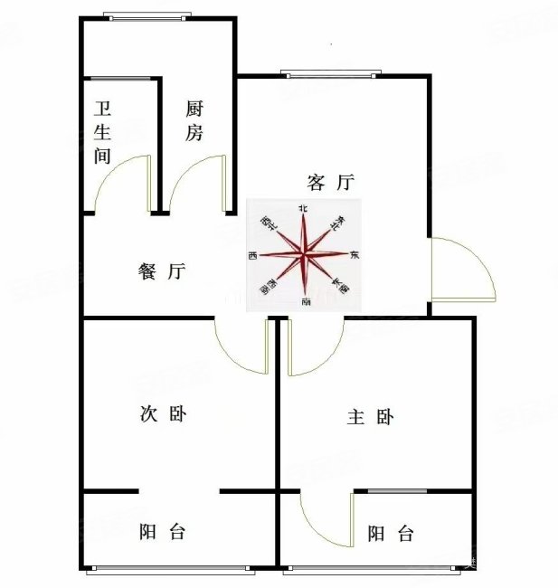 东方社区2室2厅1卫80.25㎡南北75万