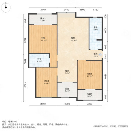 后卫馨佳苑3室2厅2卫135㎡南北65万