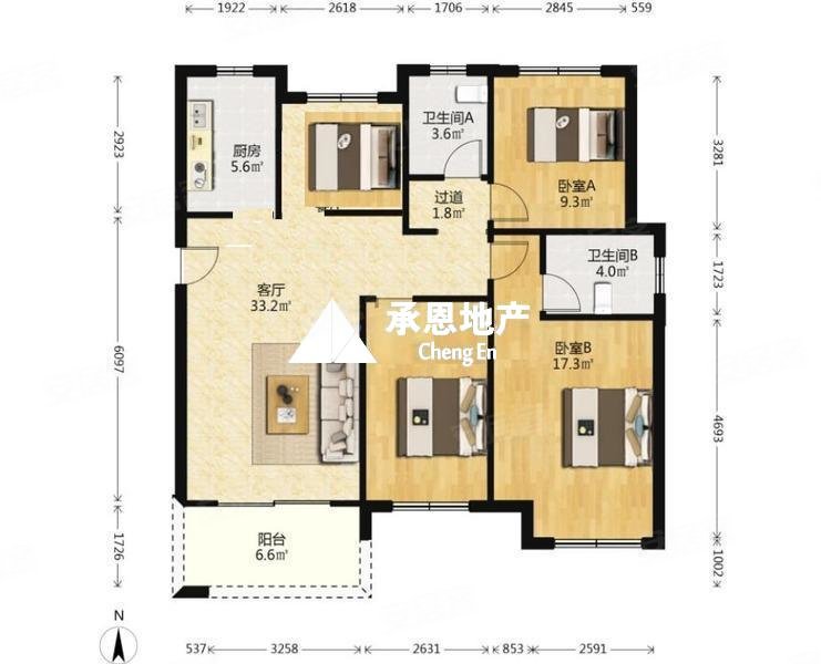 地铁口冠城大通蓝郡梅苑114平大三房双卫小区新 电梯房
