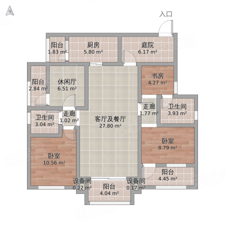 中节能新时代广场3室2厅2卫119.62㎡南北105万