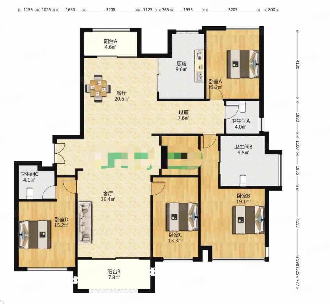 中粮瑞虹海景壹号4室2厅3卫220㎡南3050万