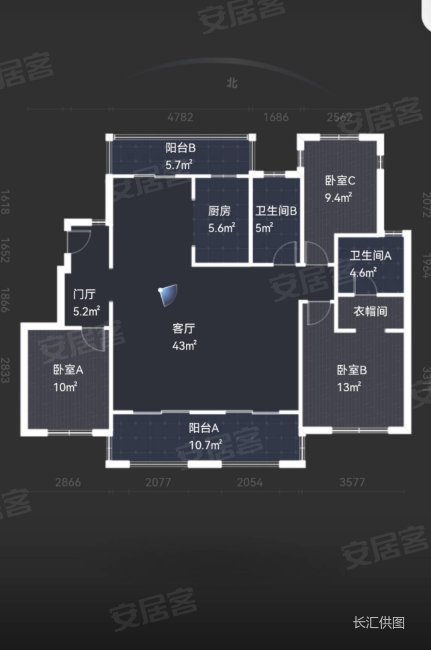 保利云禧3室2厅2卫126.03㎡南北338万