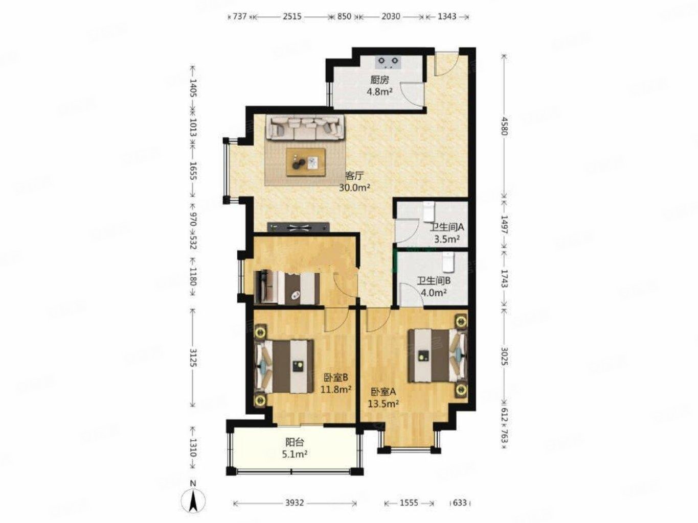 中间好楼层 带电梯 临地铁 双卫格局 西南户型,曲江澜山二手房,155万