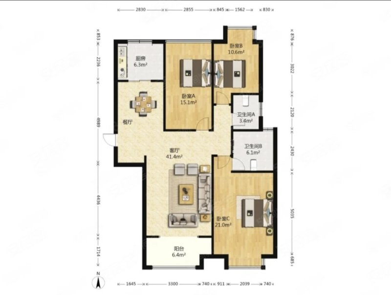在售的这个户型且在小区里面不临街的位置,中间楼层,中铁梧桐苑二手房