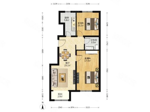 首创美澜湾e区 必看好房2室2厅 89.11平
