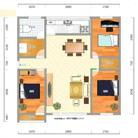 兴城海德庄园3室2厅1卫114㎡南北60万