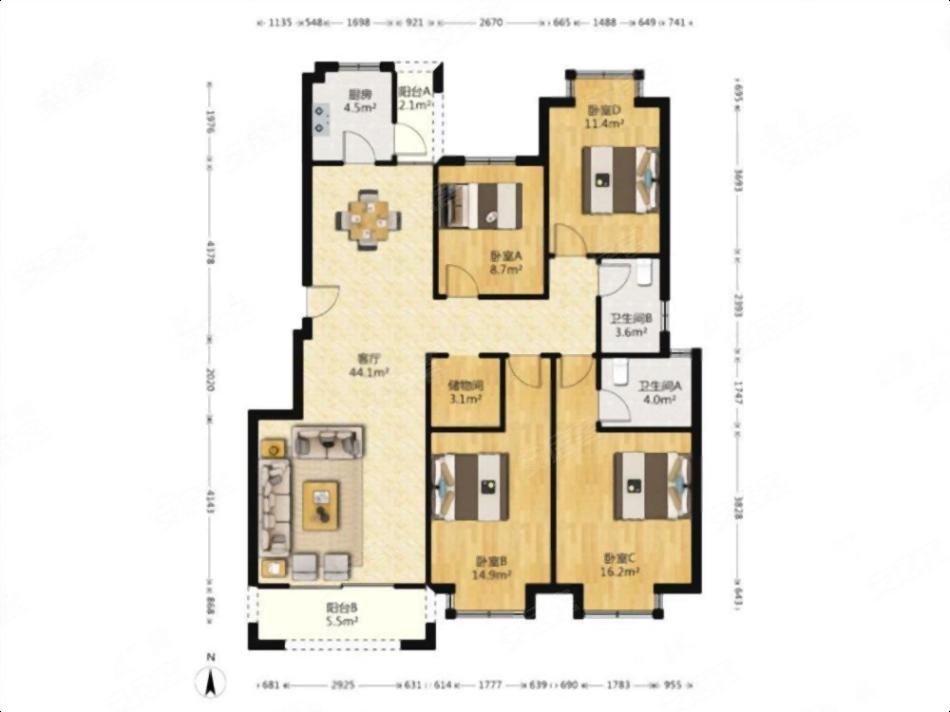 翰林公馆 急降洋房 业主非常诚心卖 精装四叶草户型4室洋房,翰林公馆