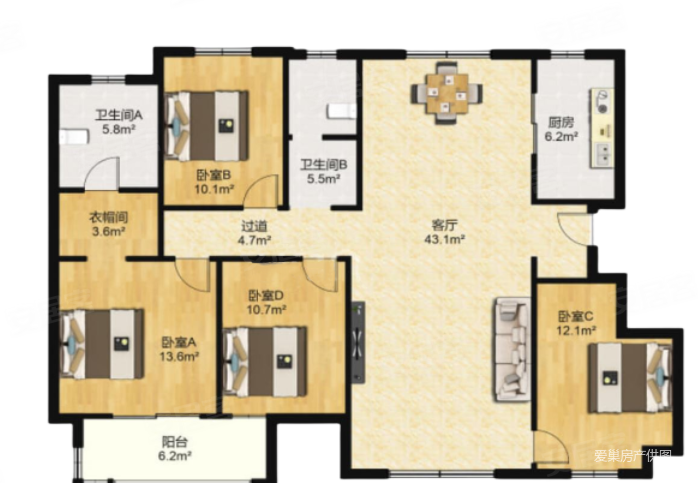 万科梧桐苑小洋房四房两卫精装入住有家具有车位价格美丽