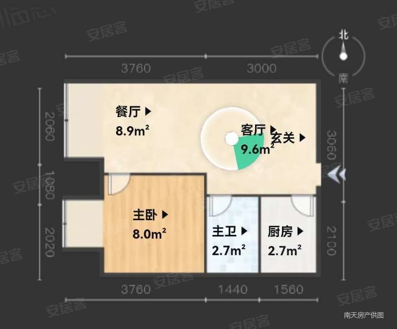 时代金茂1室1厅1卫52.84㎡西61.5万