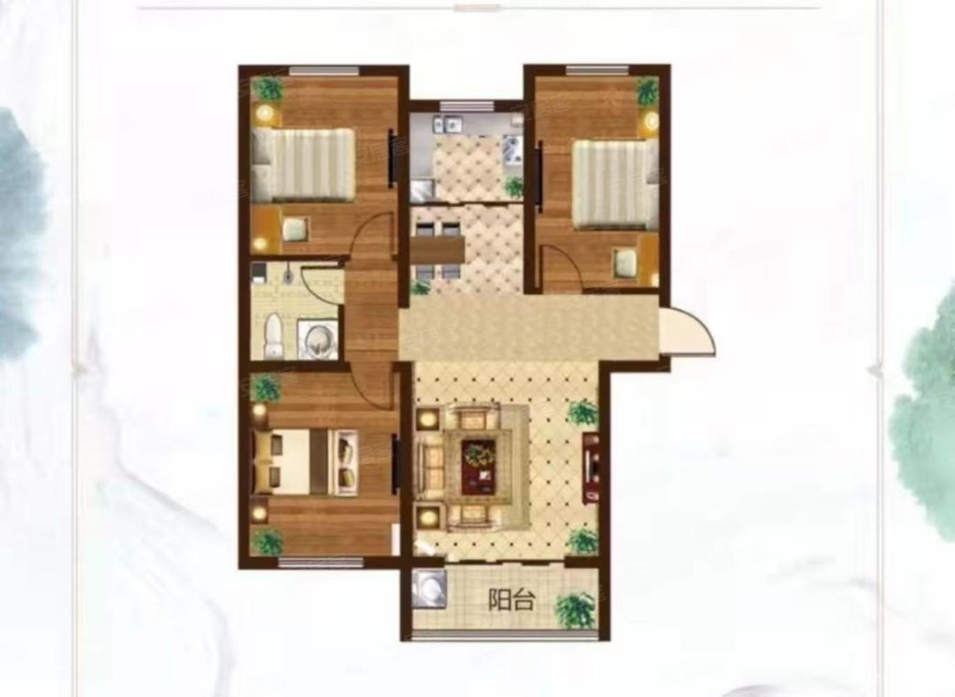 香邑溪墅玫瑰园(公寓住宅)3室2厅1卫113.13㎡南北89万