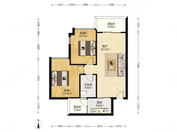 广州荔湾桥中悦江上品苑悦江上品 高层大两房 家私家电全齐 领包即可