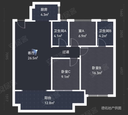 瑞马锦城3室2厅2卫103㎡南北130万