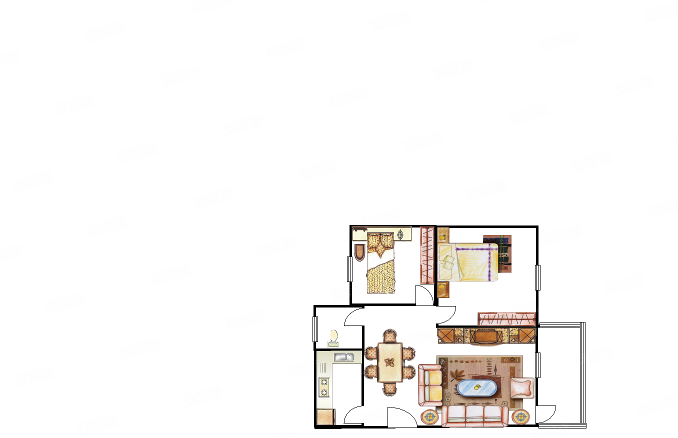瑞士花园2室2厅1卫79.8㎡南北37万