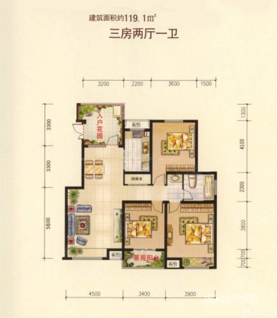 水韵华庭3室2厅2卫133㎡南65万