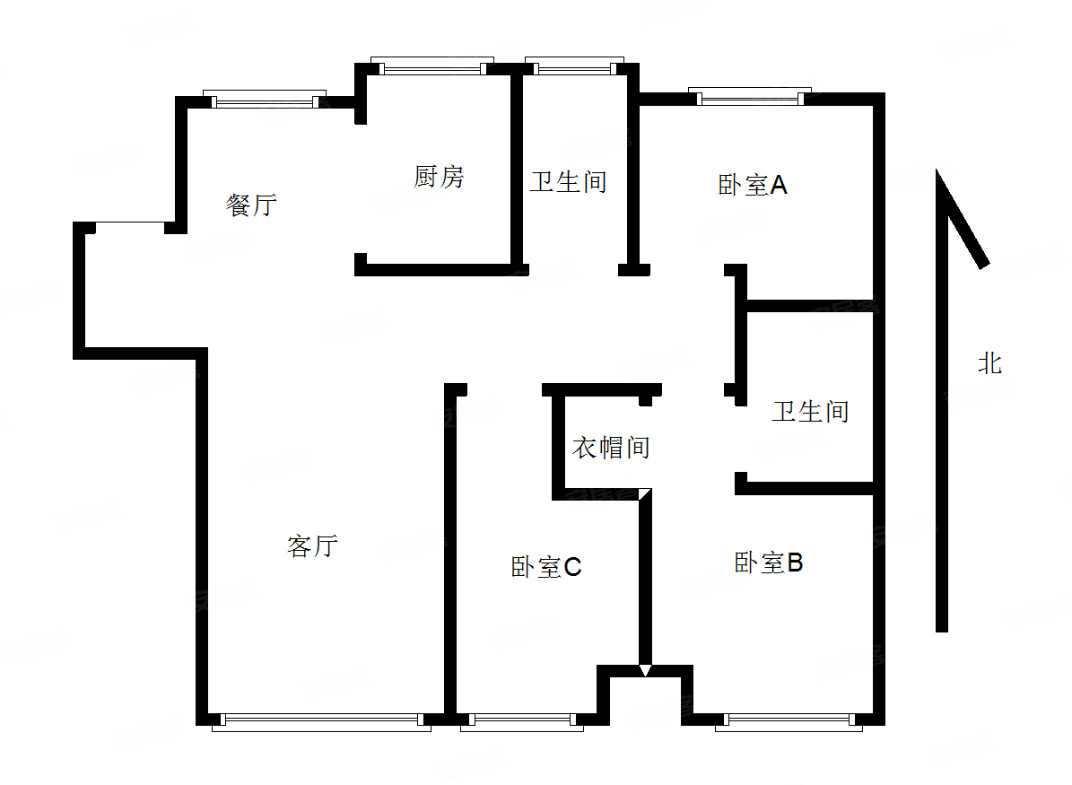 东河御府(a区)4室2厅2卫159㎡南北198万