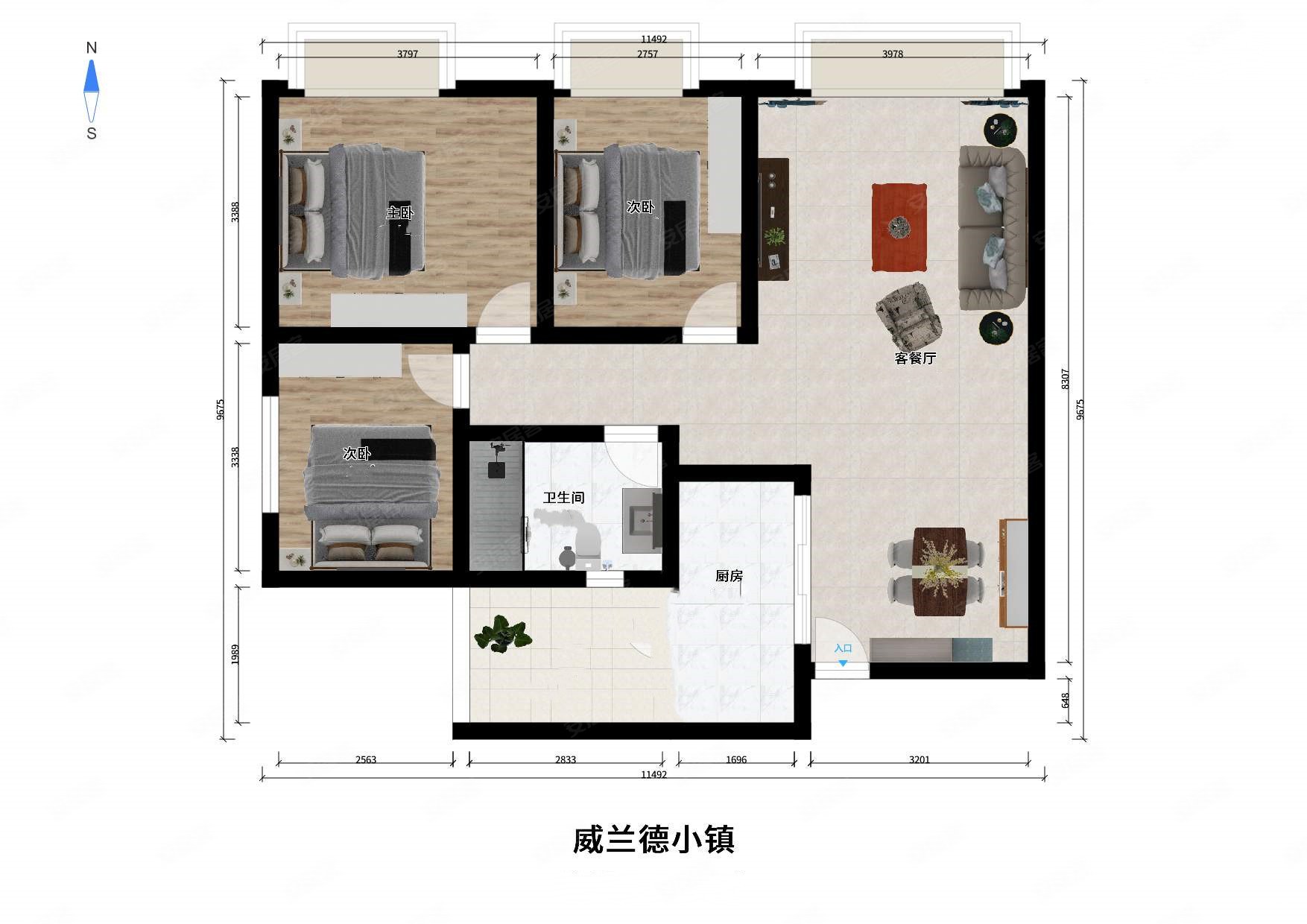 威兰德小镇3室2厅1卫85.71㎡南129万