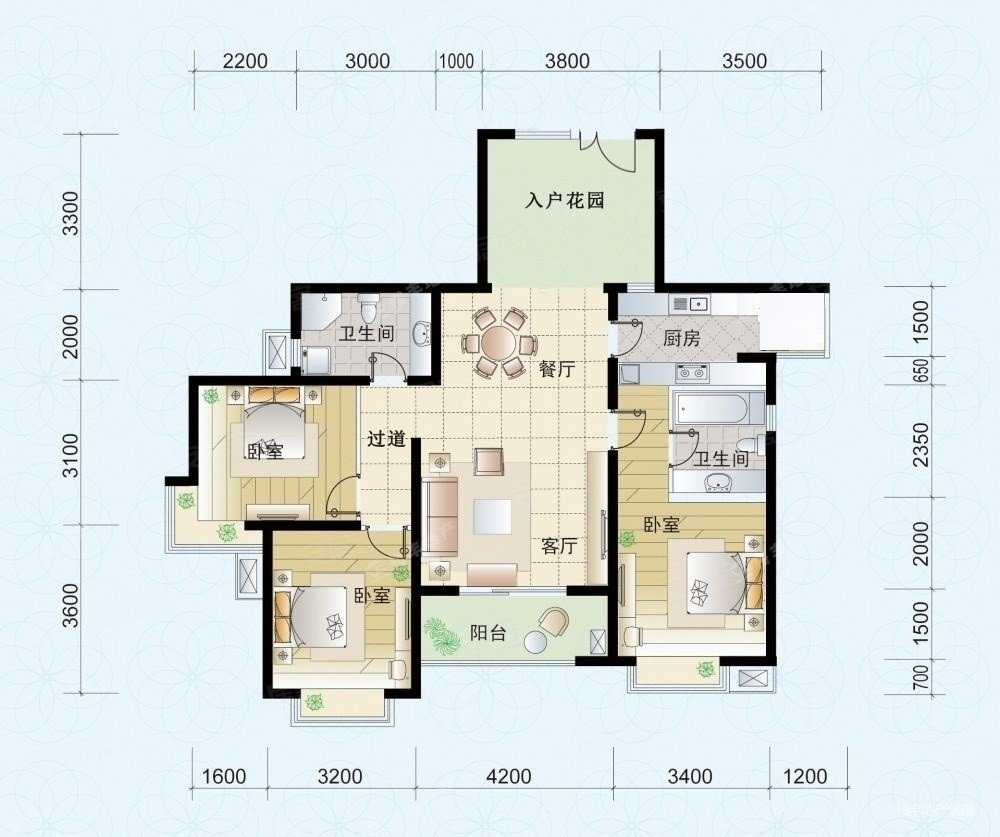 徽贵苑3室2厅2卫121.34㎡南北198万