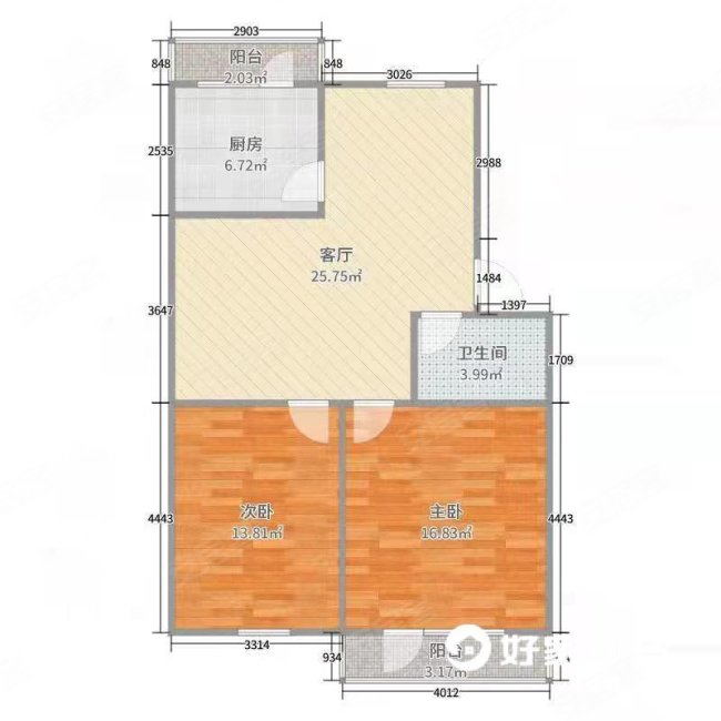 北分厂家属区2室1厅1卫66.5㎡南北465万