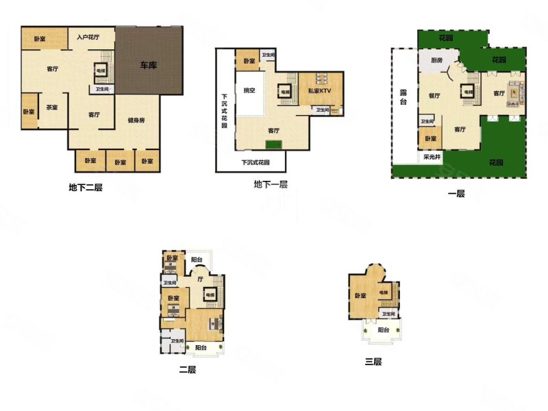 超大花园 端头别墅 公园1903三期毛坯大双拼带电梯停5张车