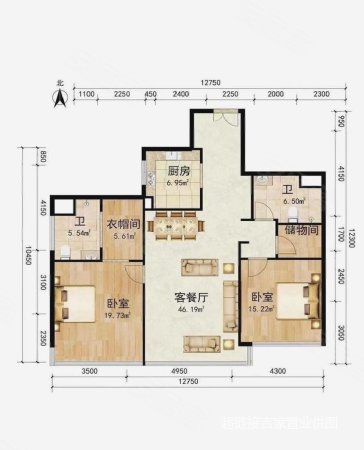 陆家嘴金融街区3室2厅2卫100㎡南北675万