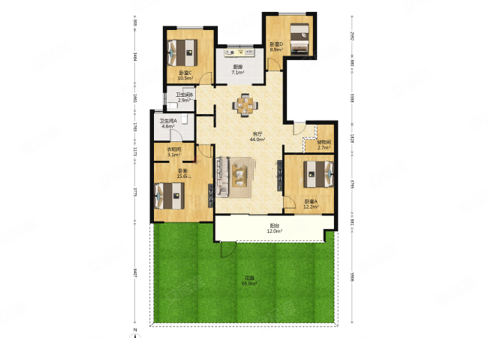 洋房底跃两层带院子世博园旁中南樾府诚心出售